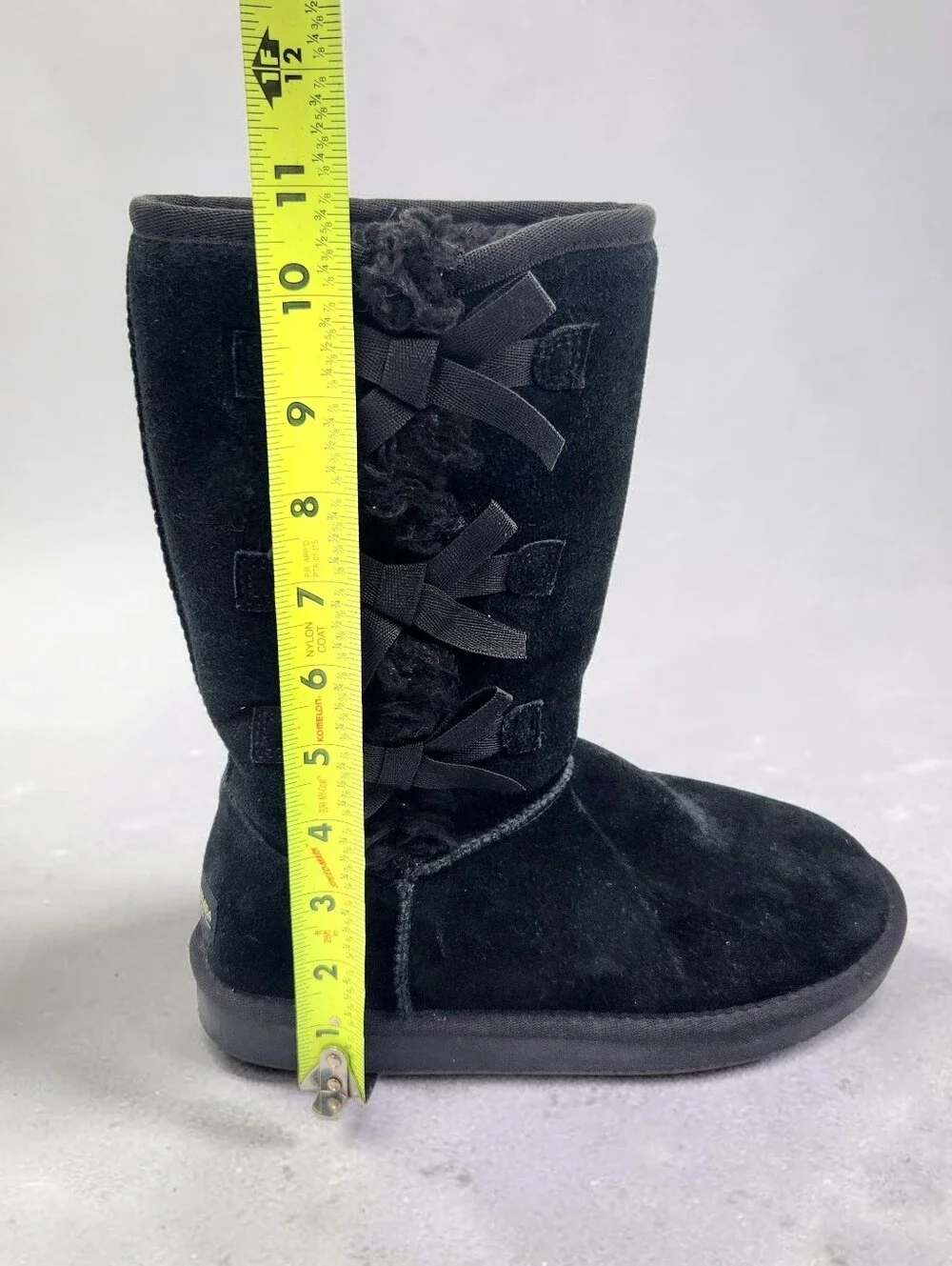 Koolaburra By UGG Victoria Tall Boot Womens 5 Black Suede Sherpa Bows Pull On
